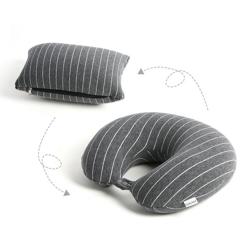 Classic Striped Cotton Jersey 2 In 1 Transforming Neck Pillow for Office