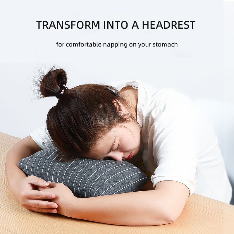 Classic Striped Cotton Jersey 2 In 1 Transforming Neck Pillow for Office