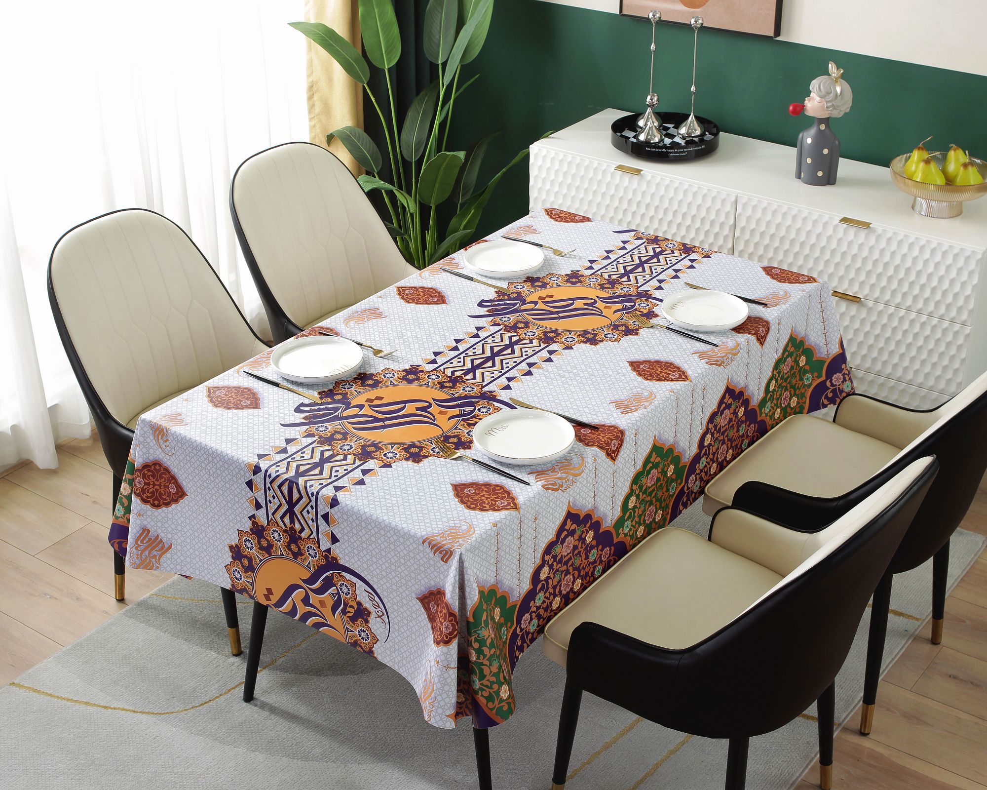 Modern Simple Square Table Cloth Printing Waterproof Polyester Custom Printed Rectangle Table Cloth