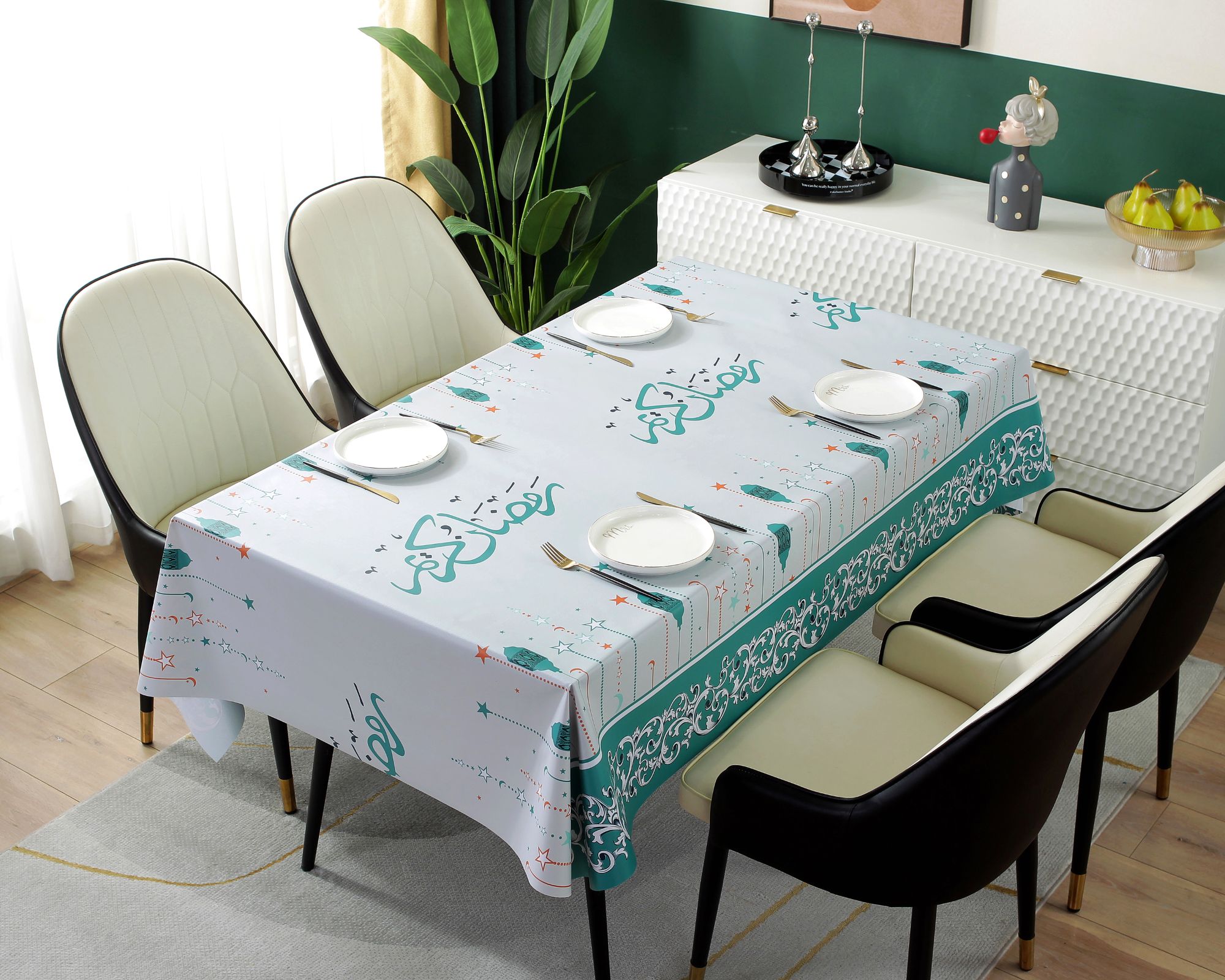 Modern Simple Square Table Cloth Printing Waterproof Polyester Custom Printed Rectangle Table Cloth