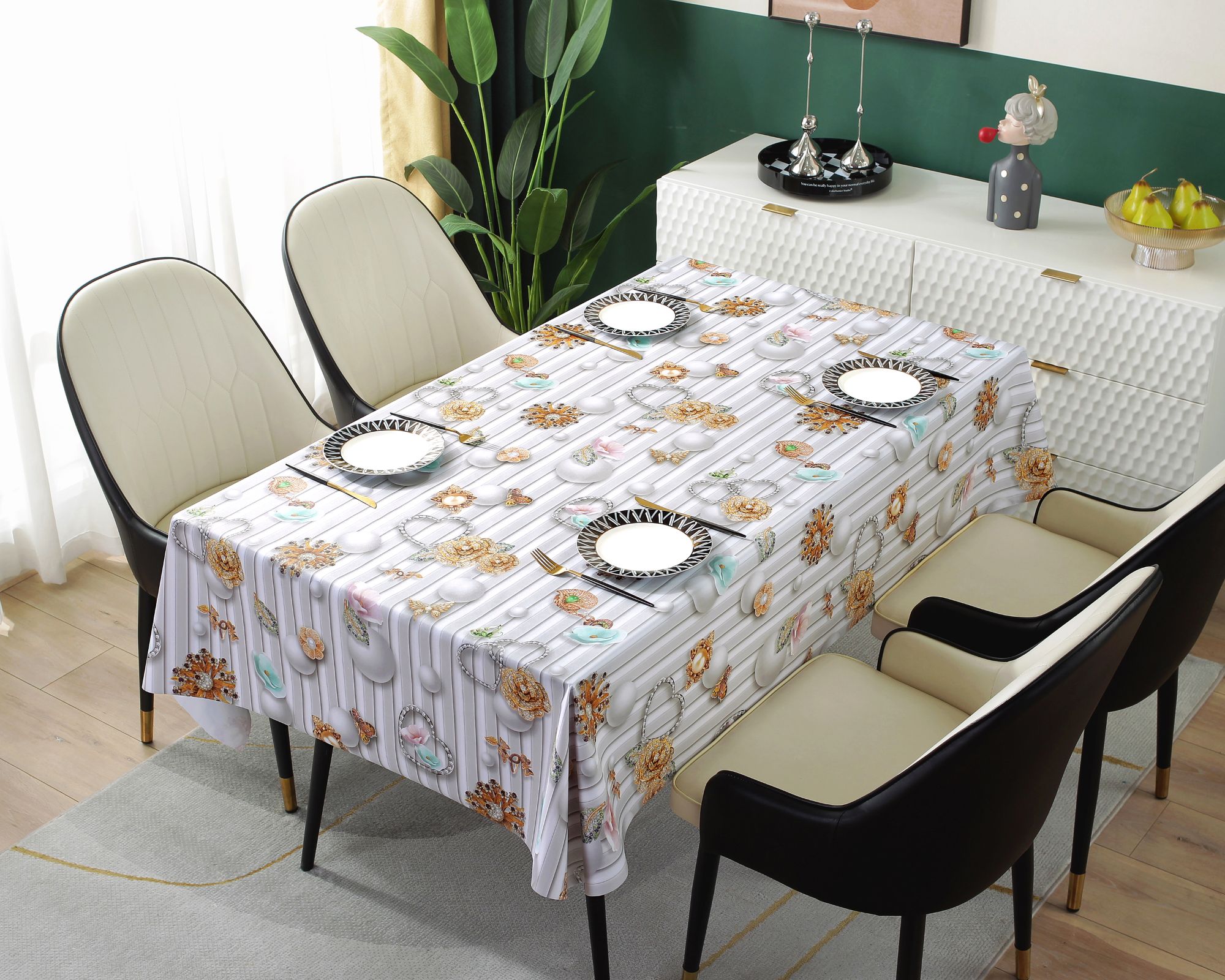 Modern Simple Square Table Cloth Printing Waterproof Polyester Custom Printed Rectangle Table Cloth