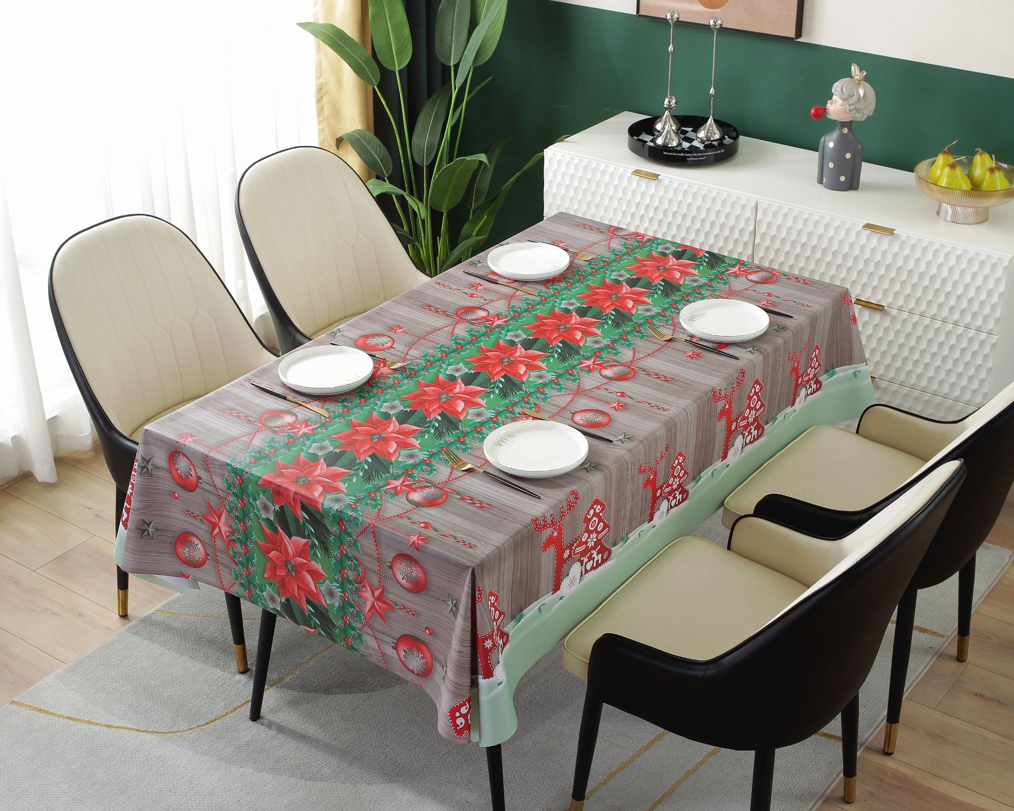 Hot Selling Custom PVC Tablecloth Waterproof And Oil Proof Square Table Cloth With Polyester For Party Decoration