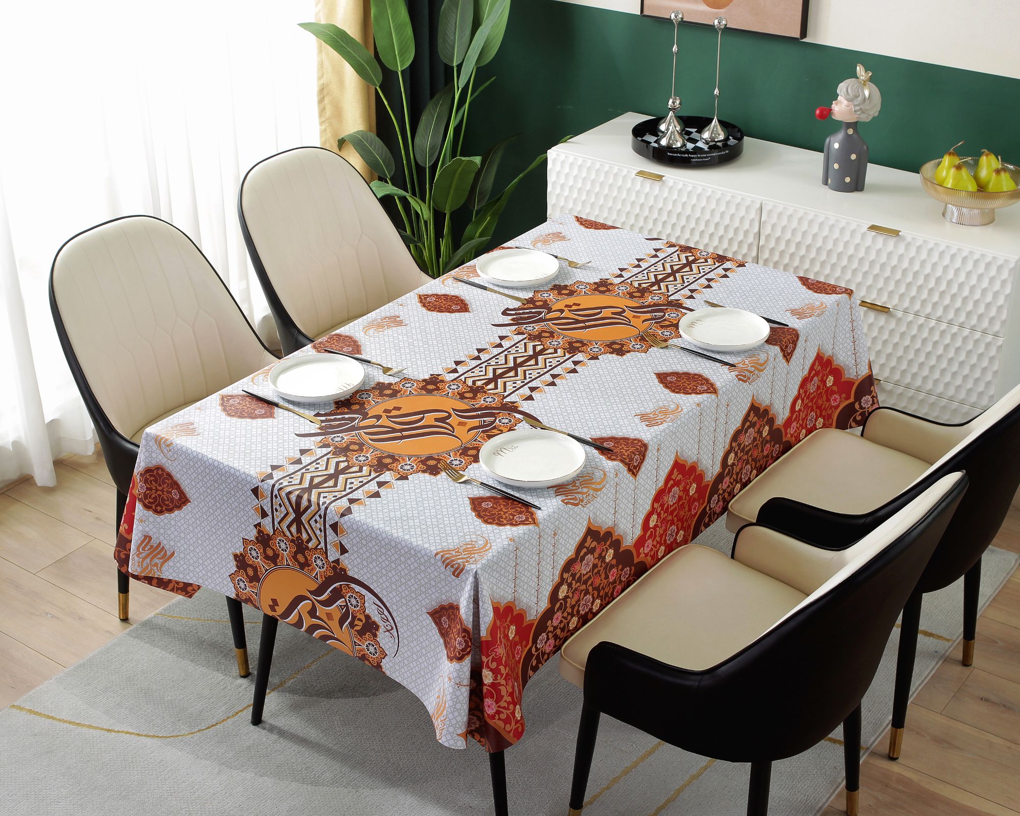 Hot Selling Custom PVC Tablecloth Waterproof And Oil Proof Square Table Cloth With Polyester For Party Decoration