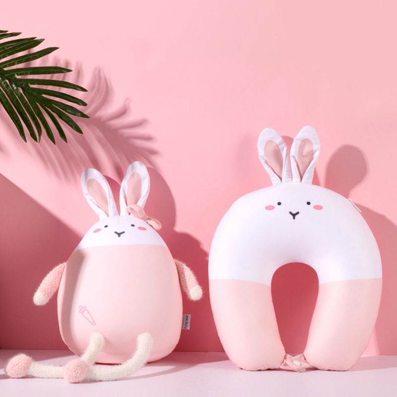 Soft Doll Cartoon Cute Rabbit Microbeads 2 In 1 Neck Pillow for decoration