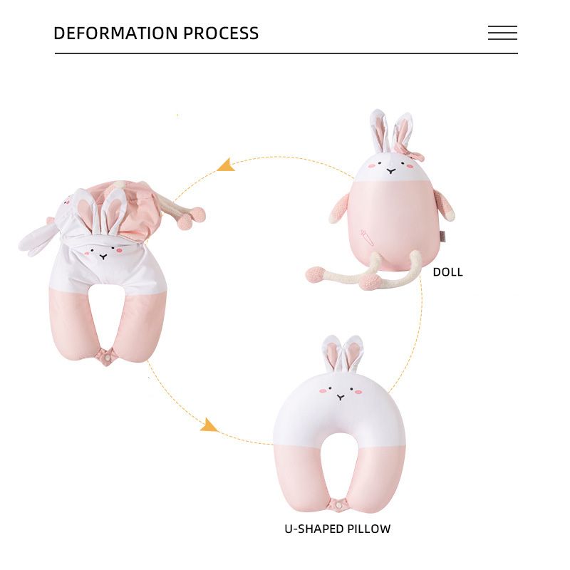 Soft Doll Cartoon Cute Rabbit Microbeads 2 In 1 Neck Pillow for decoration