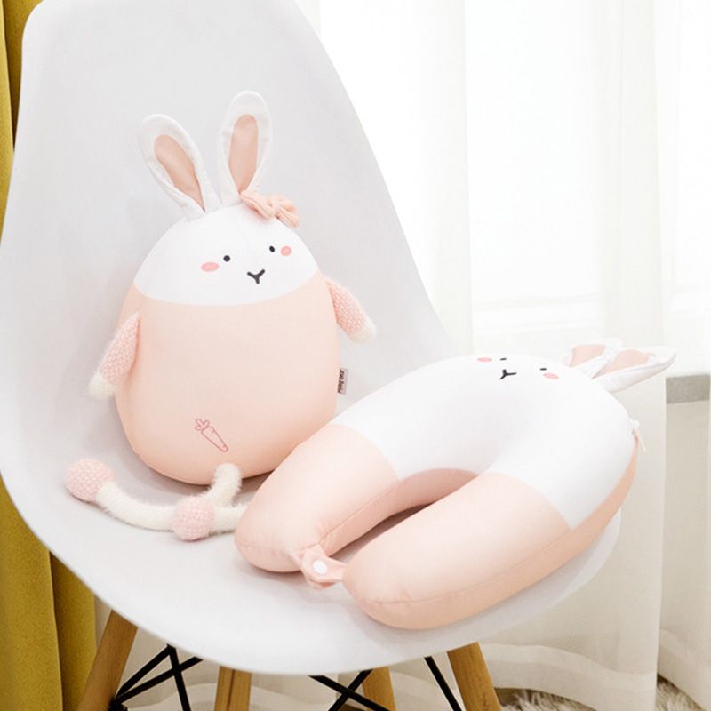 Soft Doll Cartoon Cute Rabbit Microbeads 2 In 1 Neck Pillow for decoration