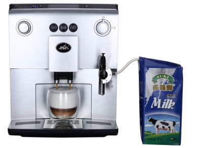 Espresso and coffee machine with cappuccino assembly and double boiler