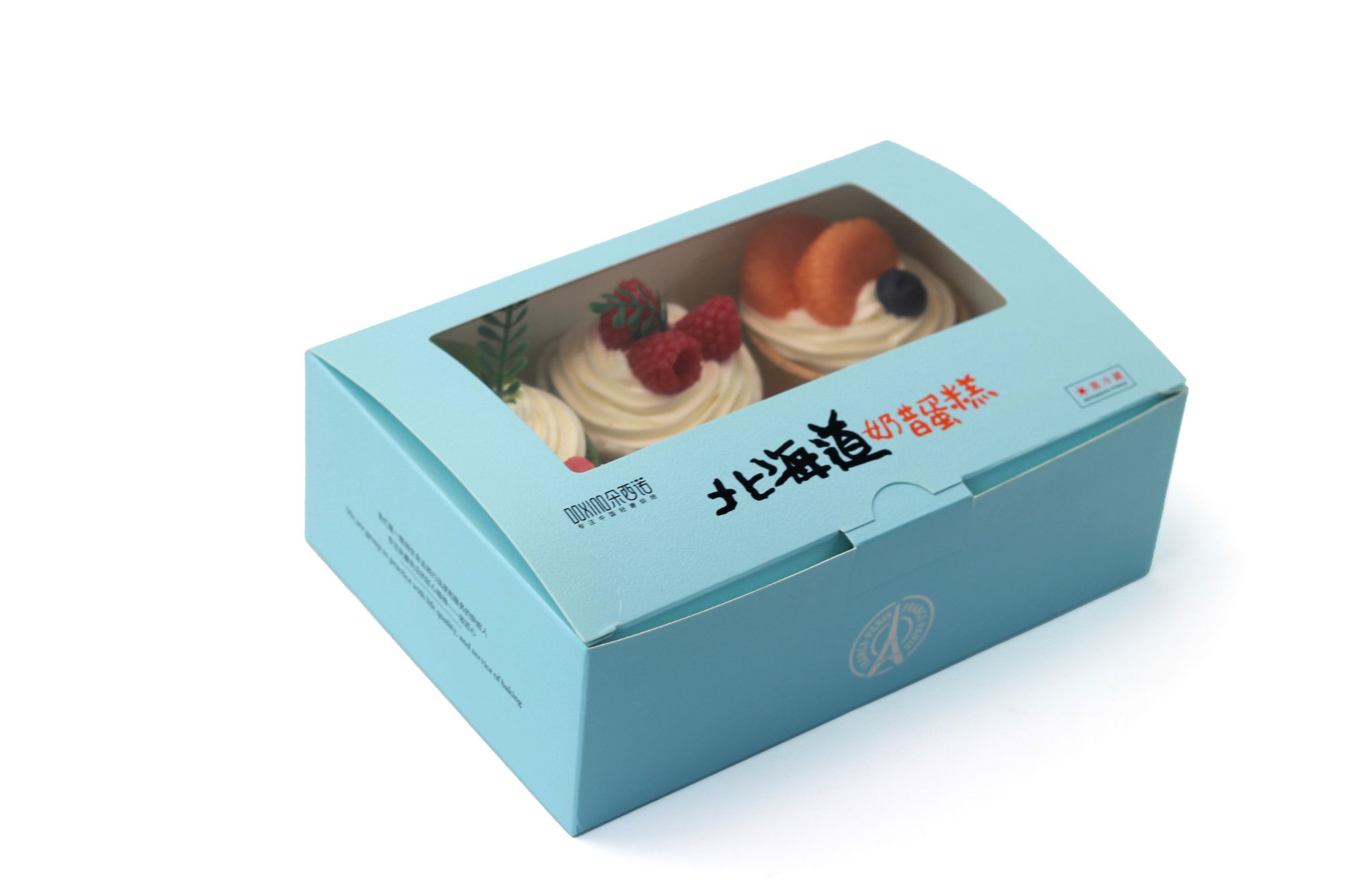 ODM Custom Blue Paper Donuts Brownie Cookies Dessert Packaging with Display window Bakery Box