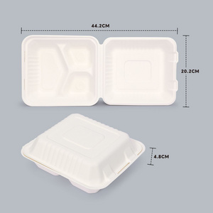 8 inch 3 cells clamshell container 3-compartment box degradable customized tableware food box