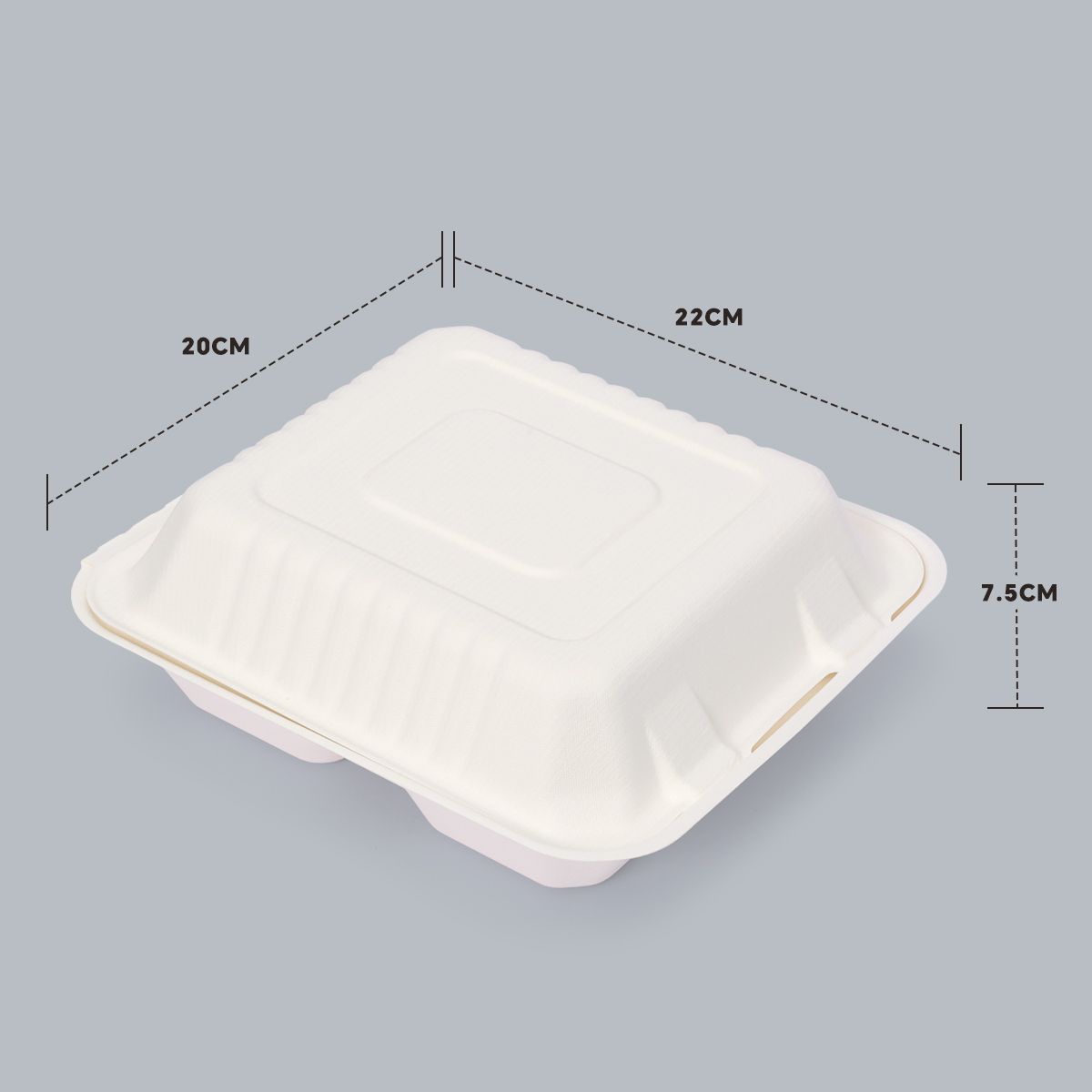 8 inch 3 cells clamshell container 3-compartment box degradable customized tableware food box