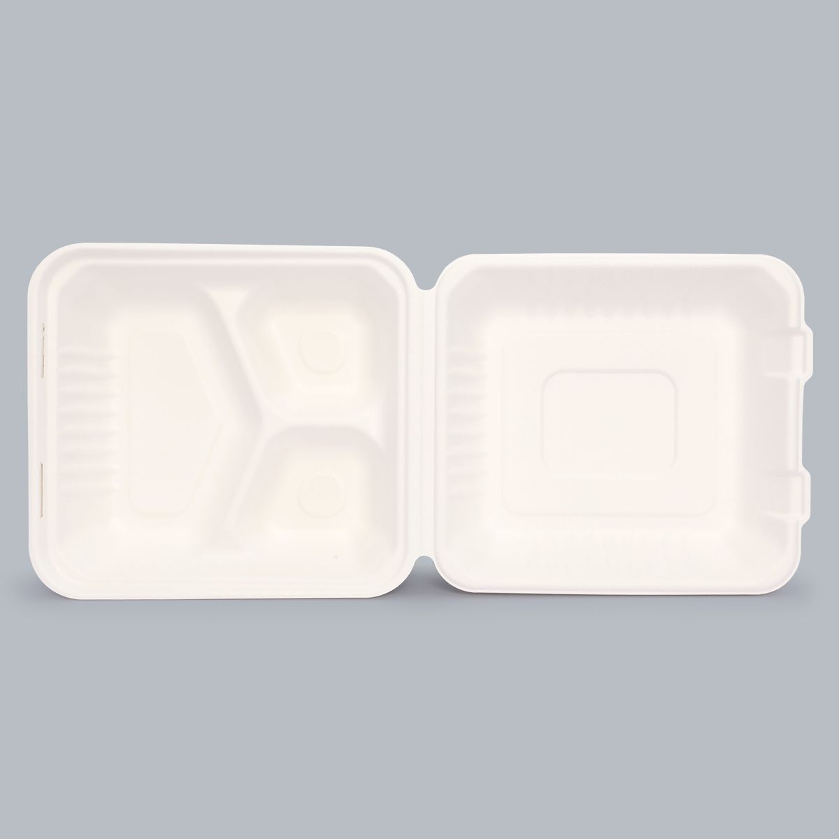 8 inch 3 cells clamshell container 3-compartment box degradable customized tableware food box