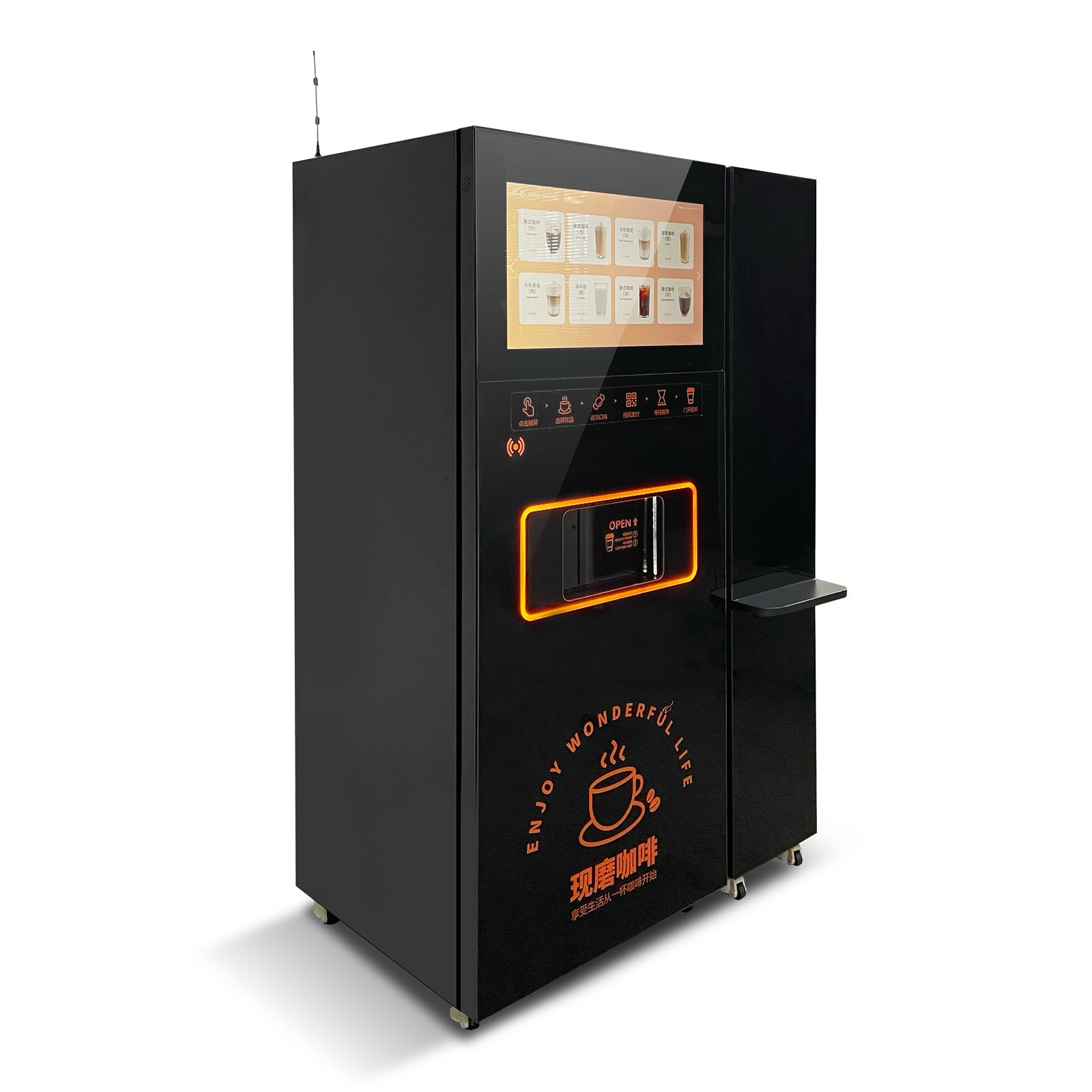 Commercial vending coffee machine with ice maker