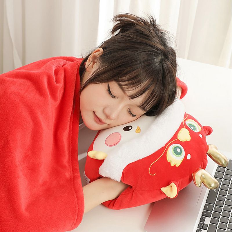 Custom Mascot Dragon Plush Hand Warmer Pillow Blanket for Gift