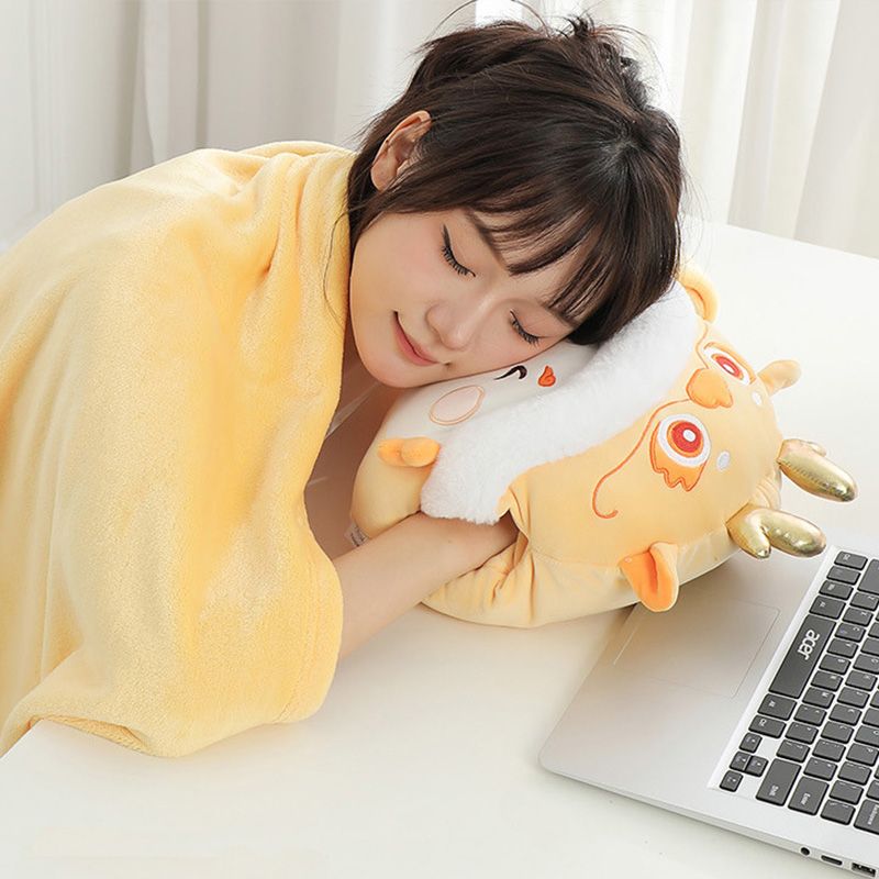 Custom Mascot Dragon Plush Hand Warmer Pillow Blanket for Gift