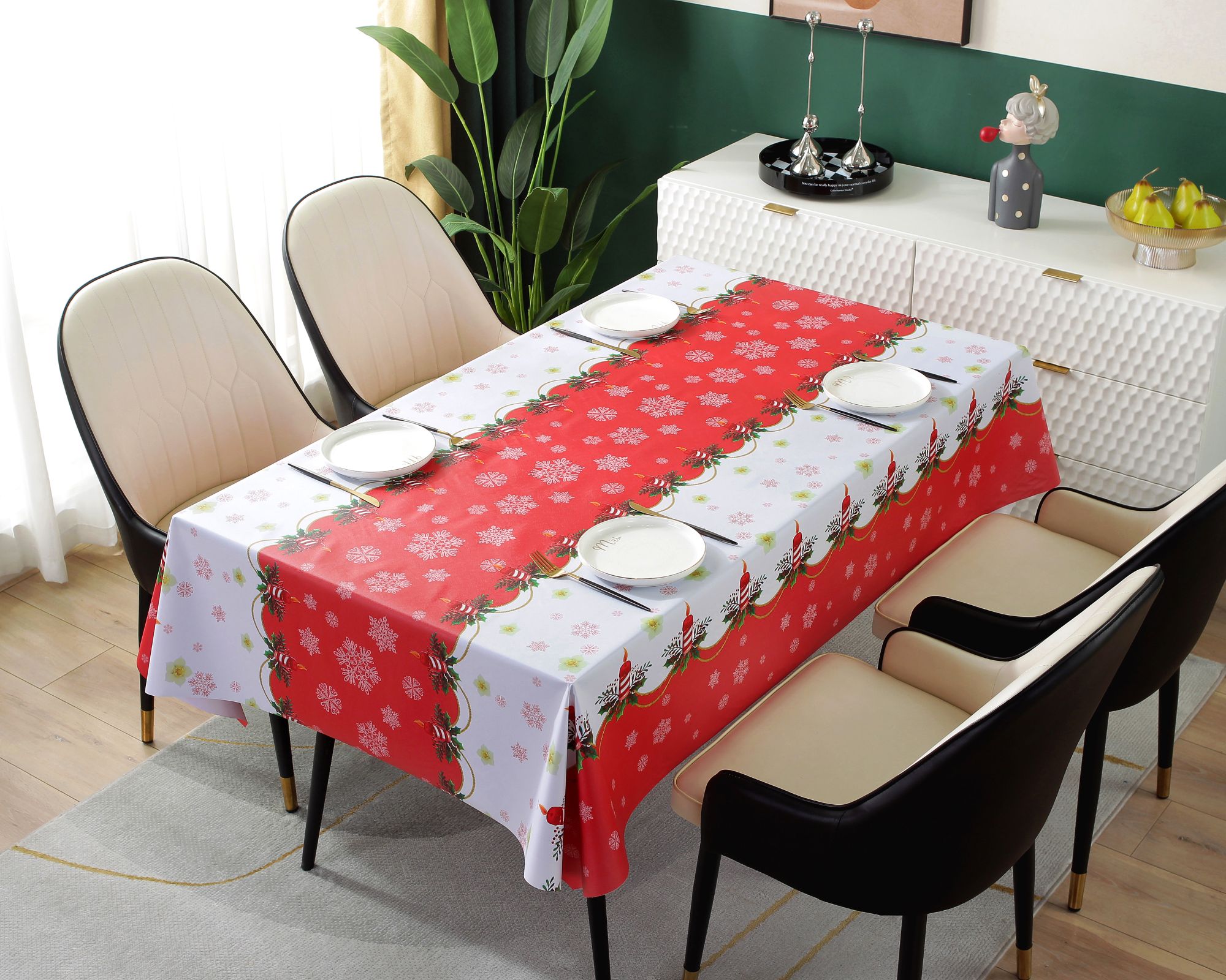 Wholesale Rectangle Christmas Cloth Luxury Plastic Table Covers oil proof table cover Tablecloth