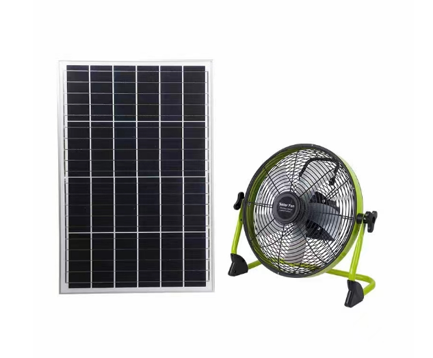 12V Portable Camping Rechargeable Electric Solar Fan With Solar Panel