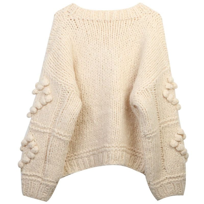 Hand Knit Cable Oversize Hand Knit Pullover Thick Winter Wool Sweater Women