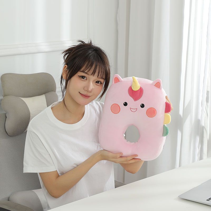 Cartoon Unicorn Nap Pillow Microfiber for Office Student Bolster