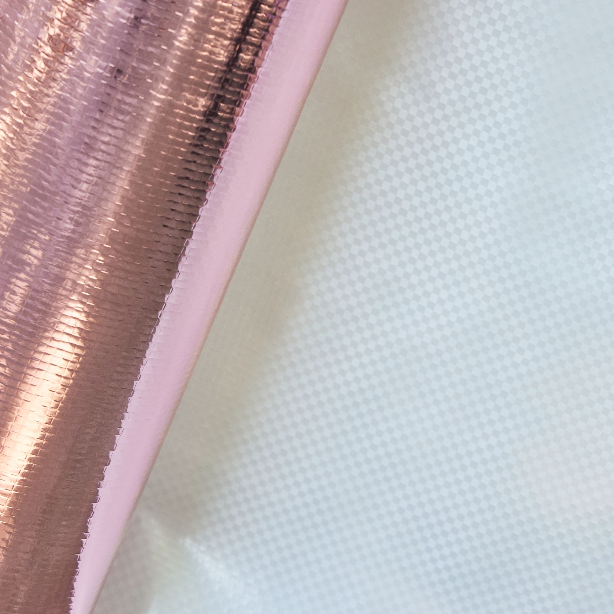 Pink Aluminum Foil White Woven Fabric