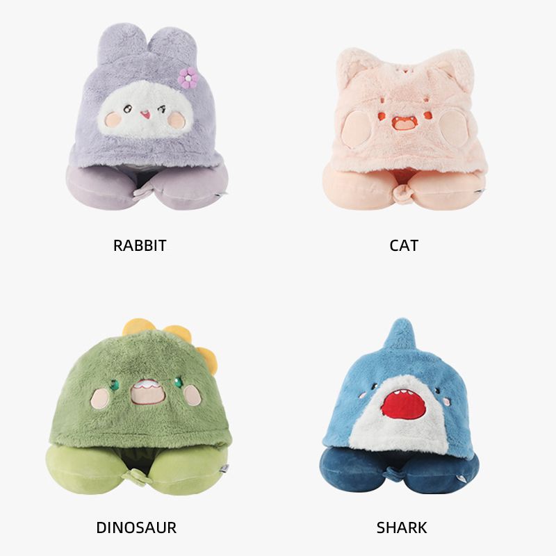 Cartoon Rabbit Soft Comfortable Business Trip Shading Neck Pillow With Hook