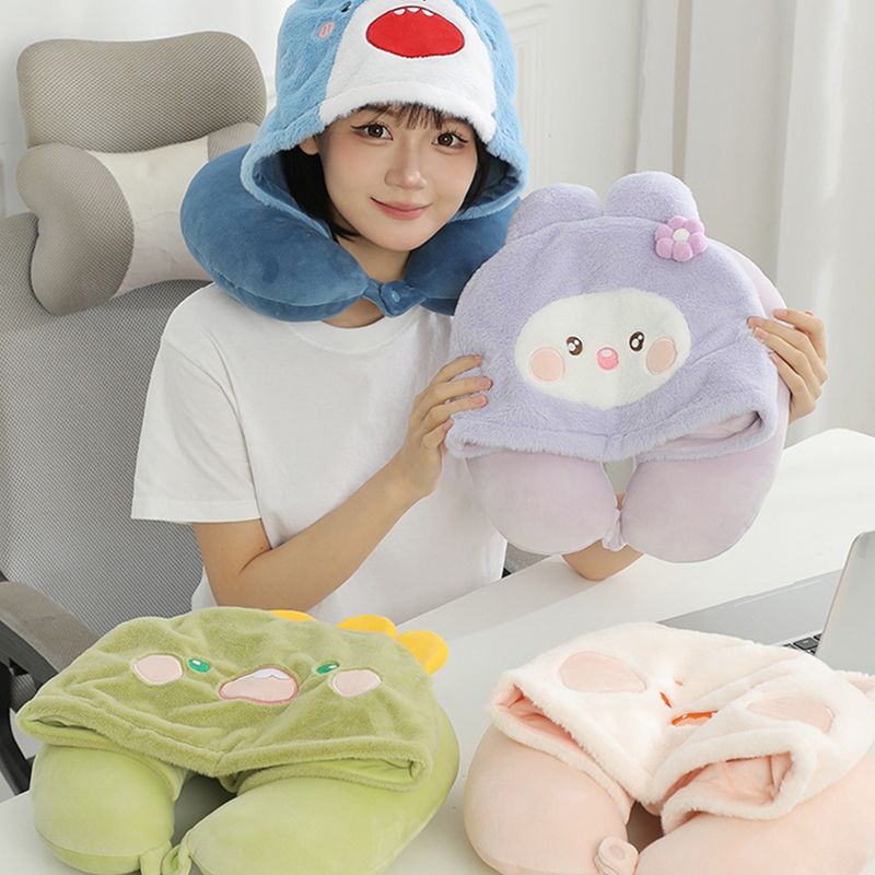 Cartoon Rabbit Soft Comfortable Business Trip Shading Neck Pillow With Hook