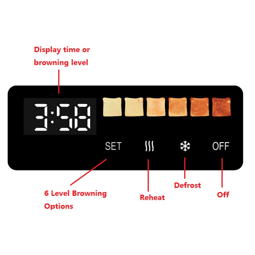 Stainless Steel Bread Toaster with Led Display Screen