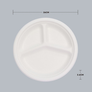 10 Inch Green Paper Products Compostable Paper Plates Eco-Friendly Tableware Food Packaging 3-compartment plate