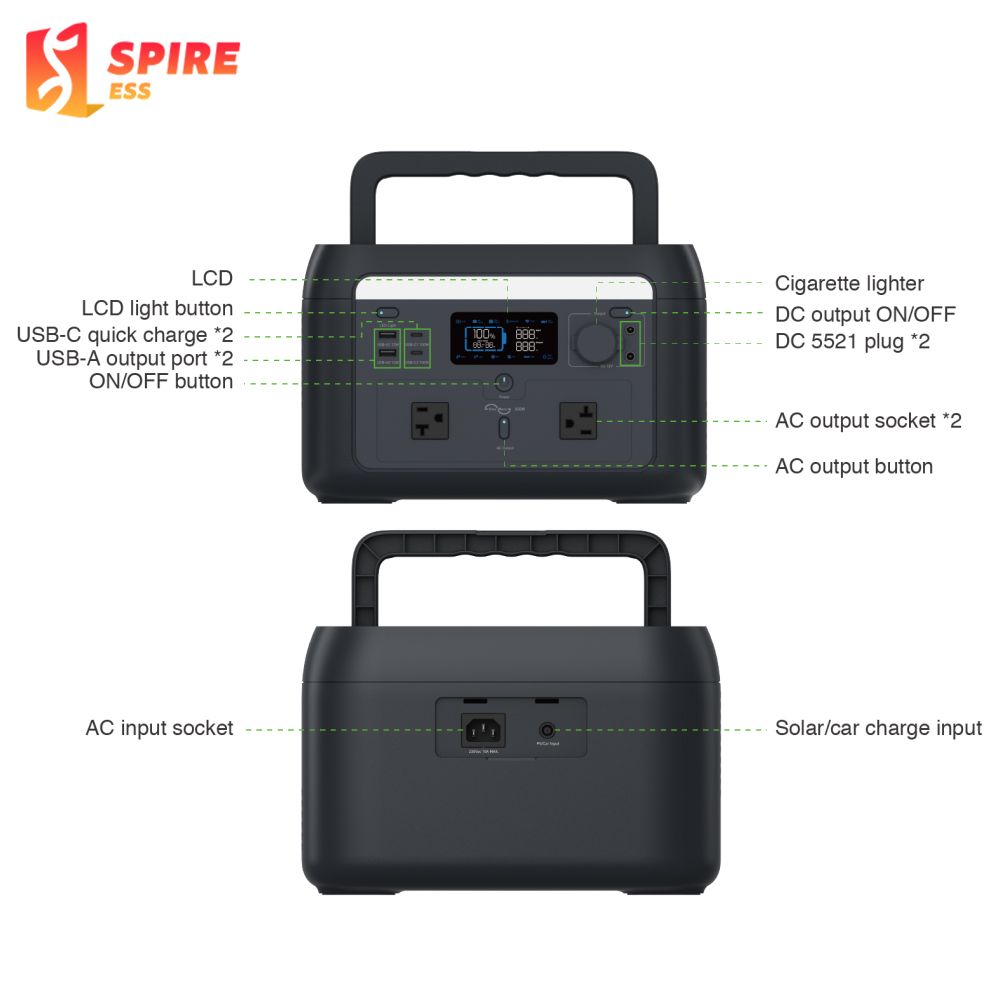 Custom 600W 110V 220V Outdoor Camping Energy Storage Pure Sine Wave MPPT Portable Fast Charging Solar Generators Power Station