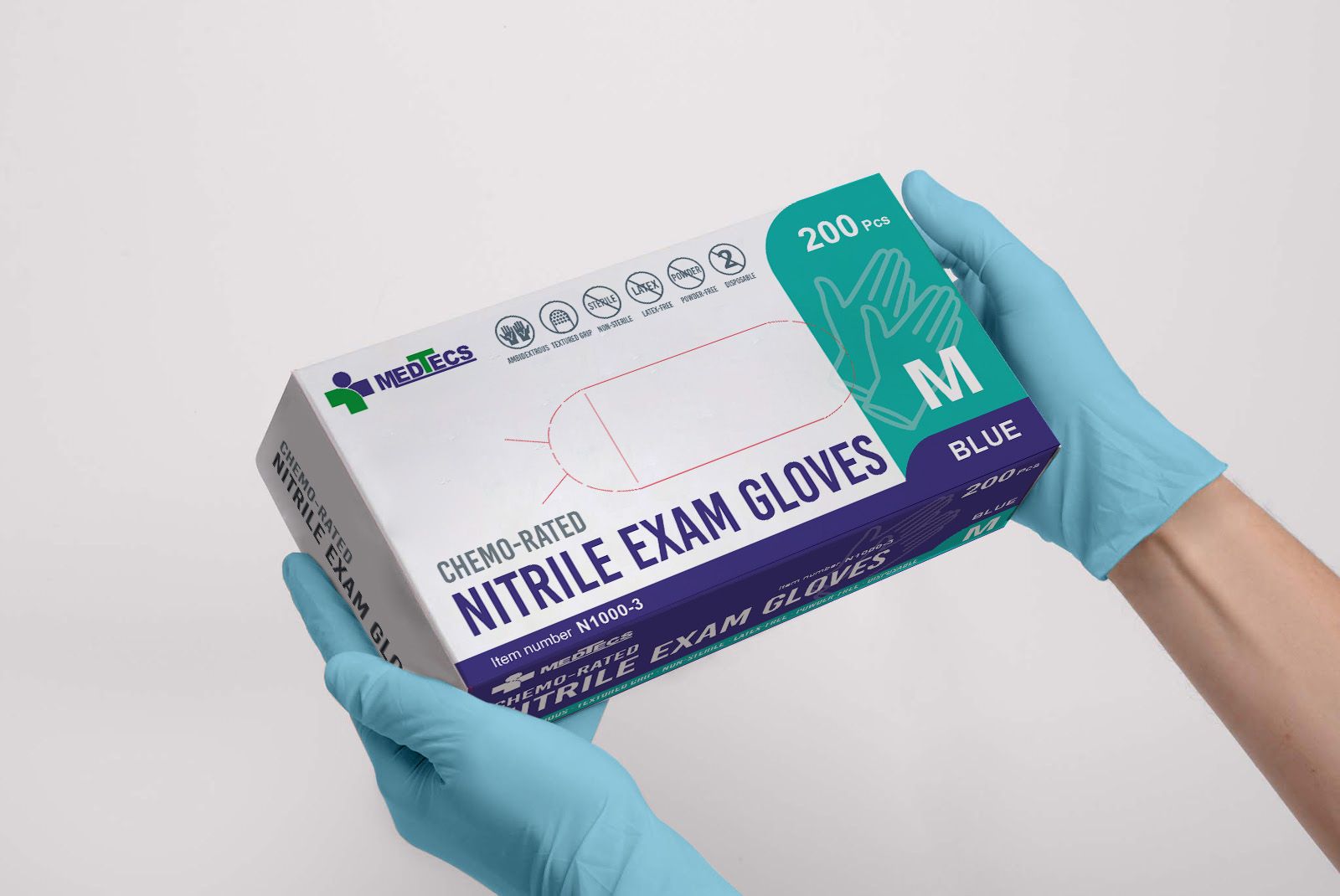 Medtecs Hospital Clinic Surgical ASTM D6319 Odorless Non Sterile Medical Nitrile Gloves