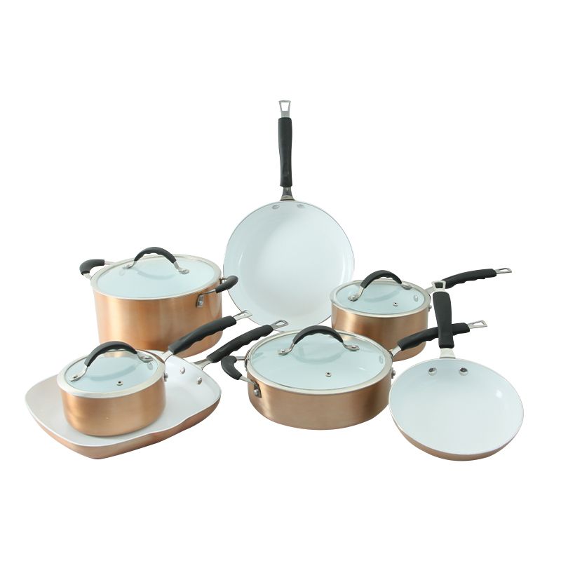 Home Kitchen Metallic coating Aluminum Cookware Nonstick and Pots Pans Set