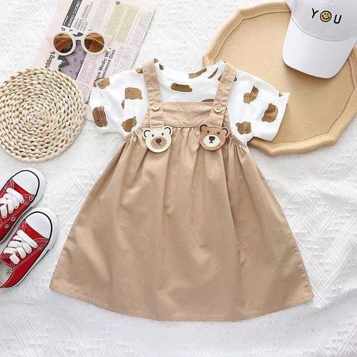 Boys And Girls Baby Strappy Trousers Suit Skirt Foreign Short-Sleeved Two-Piece Baby Dress Children's Clothing