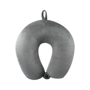 Spandex Ultra Soft Travel Napping U-Shaped Neck Pillow with Foam Microbeads