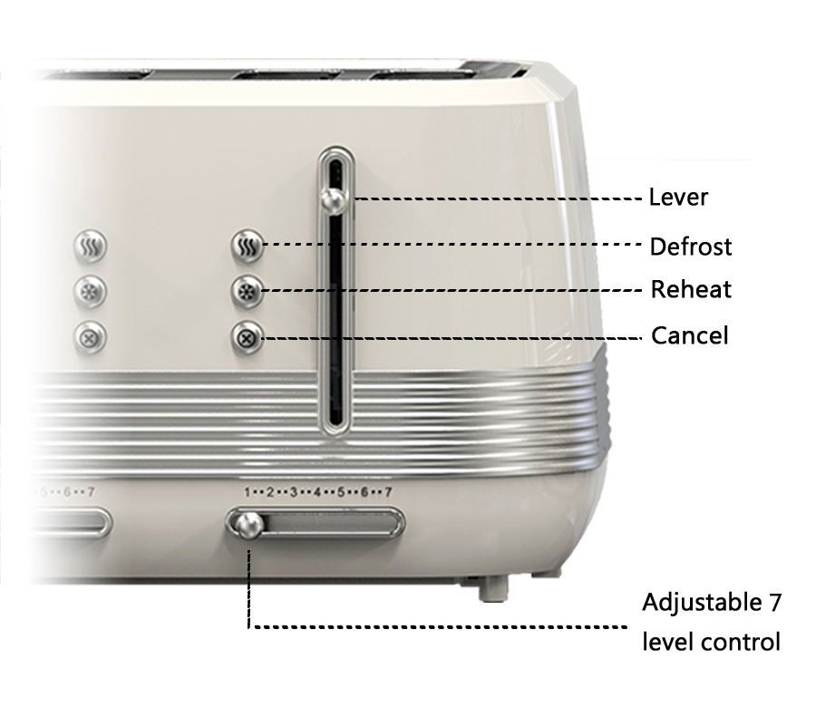 Vertical Kitchen Custom Logo Retro 4 Slice Stainless Steel Electric Toaster