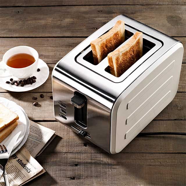 Smart Home Appliances 2 Slice Stainless Steel Sandwich Bread Ovens Toaster Wide Slot