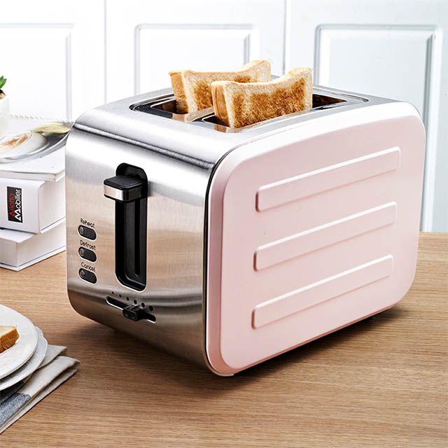 Smart Home Appliances 2 Slice Stainless Steel Sandwich Bread Ovens Toaster Wide Slot