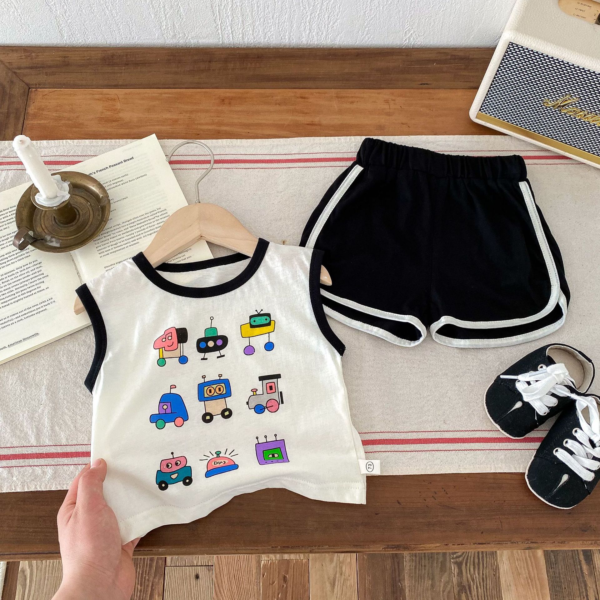 Summer Cartoon Kids Suit Vest Shorts Two-Piece Set Children's Clothing