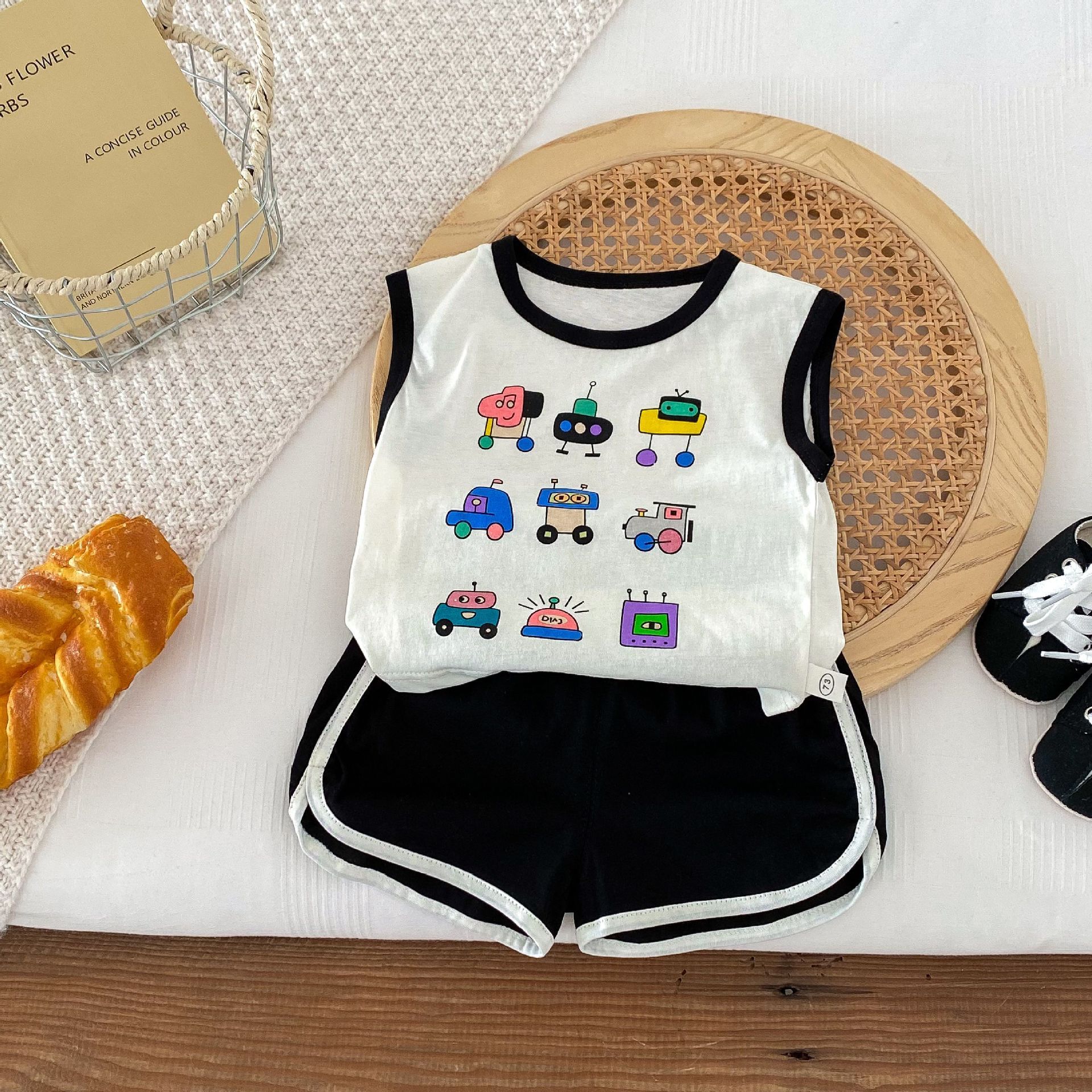 Summer Cartoon Kids Suit Vest Shorts Two-Piece Set Children's Clothing