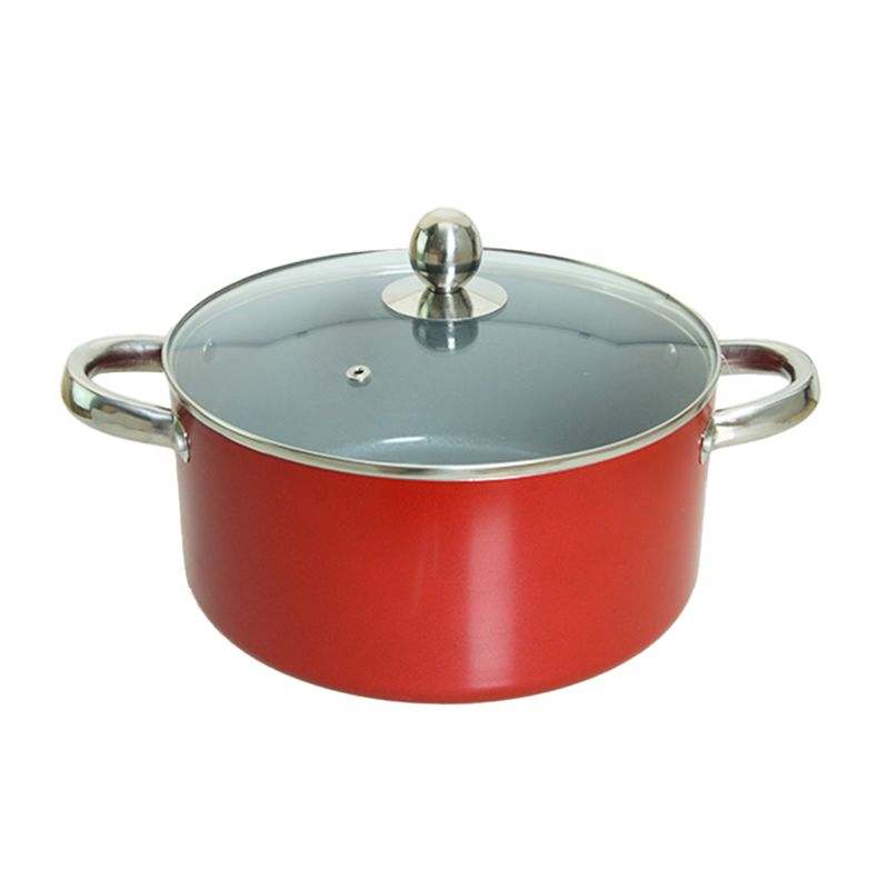 Cookware Set Promotional Gift Red Fry Pan 5 Pieces Set Ceramic Frypan