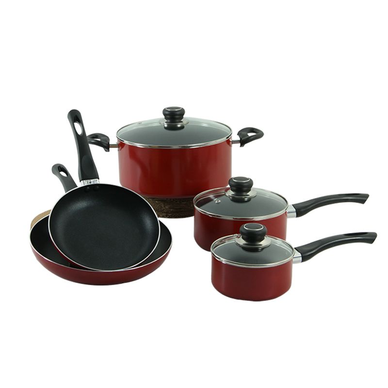 Cookware Set Promotional Gift Red Fry Pan 5 Pieces Set Ceramic Frypan