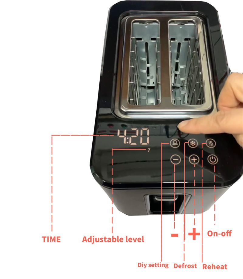 2 Slice Smart Commercial Pop Up Toaster With Lcd Display