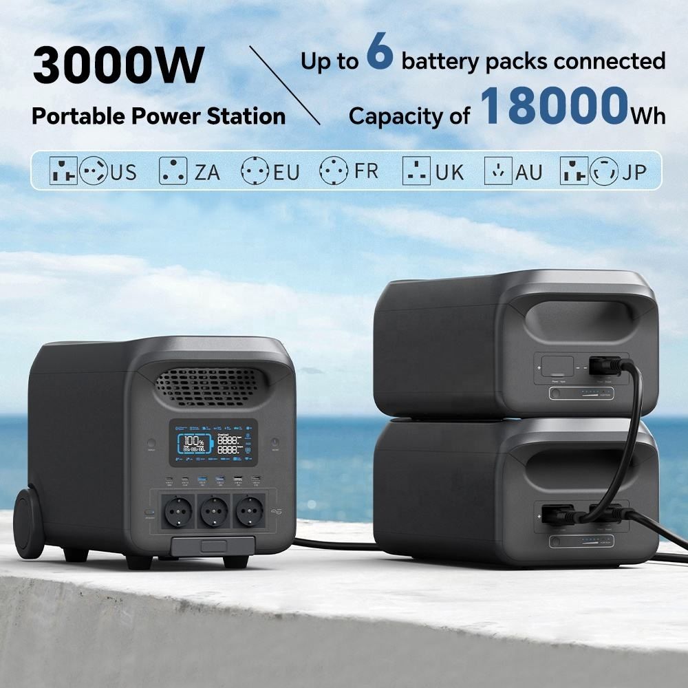 3000w Lifepo4 Battery Home Energy Storage Fast Charging Portable Mobile Solar Generators Power Station With Panel Completed Set