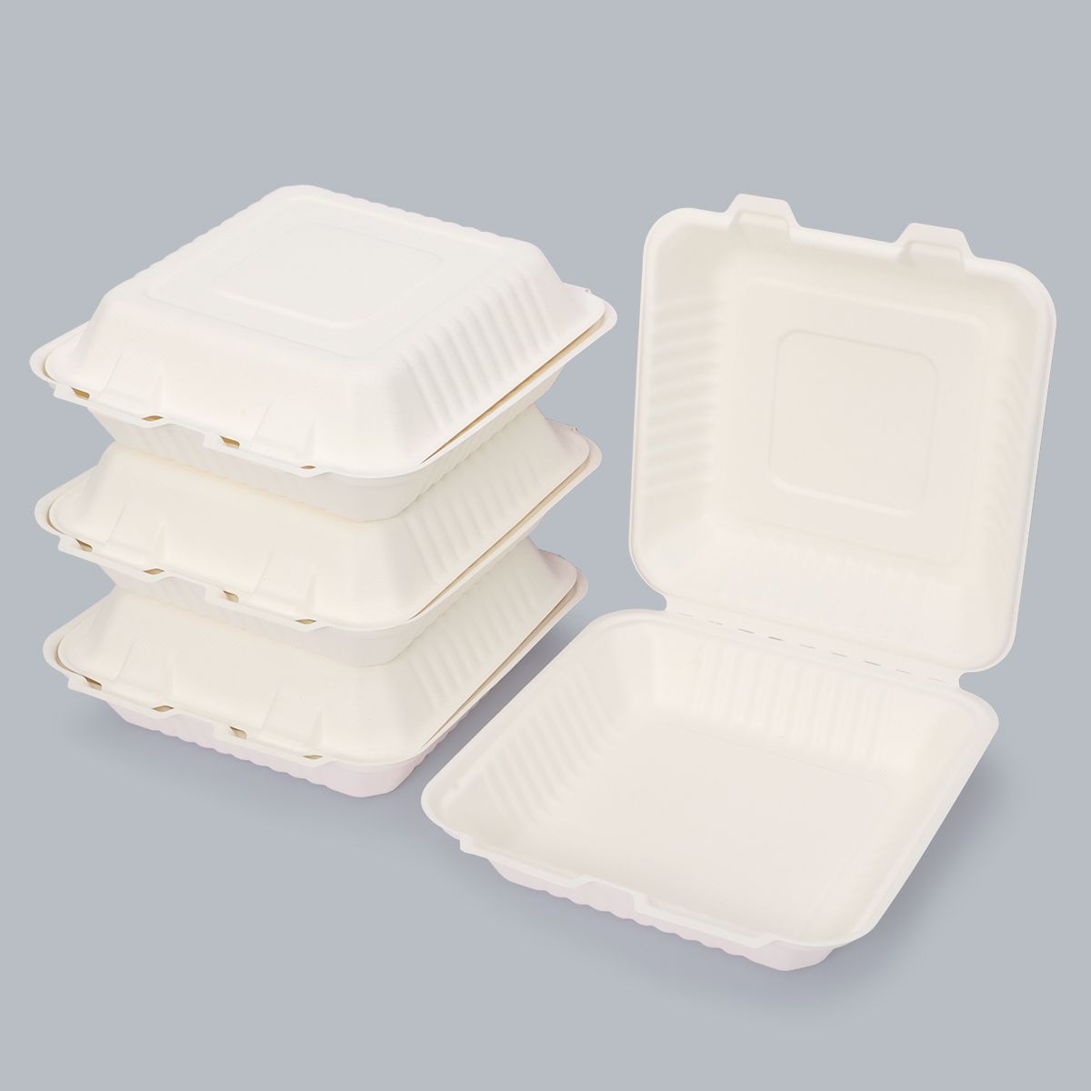 Disposable Tableware 9×9 Inch Flip-top Meal Box Eco-Friendly Tableware Green Paper Products Wheat Straw Tableware