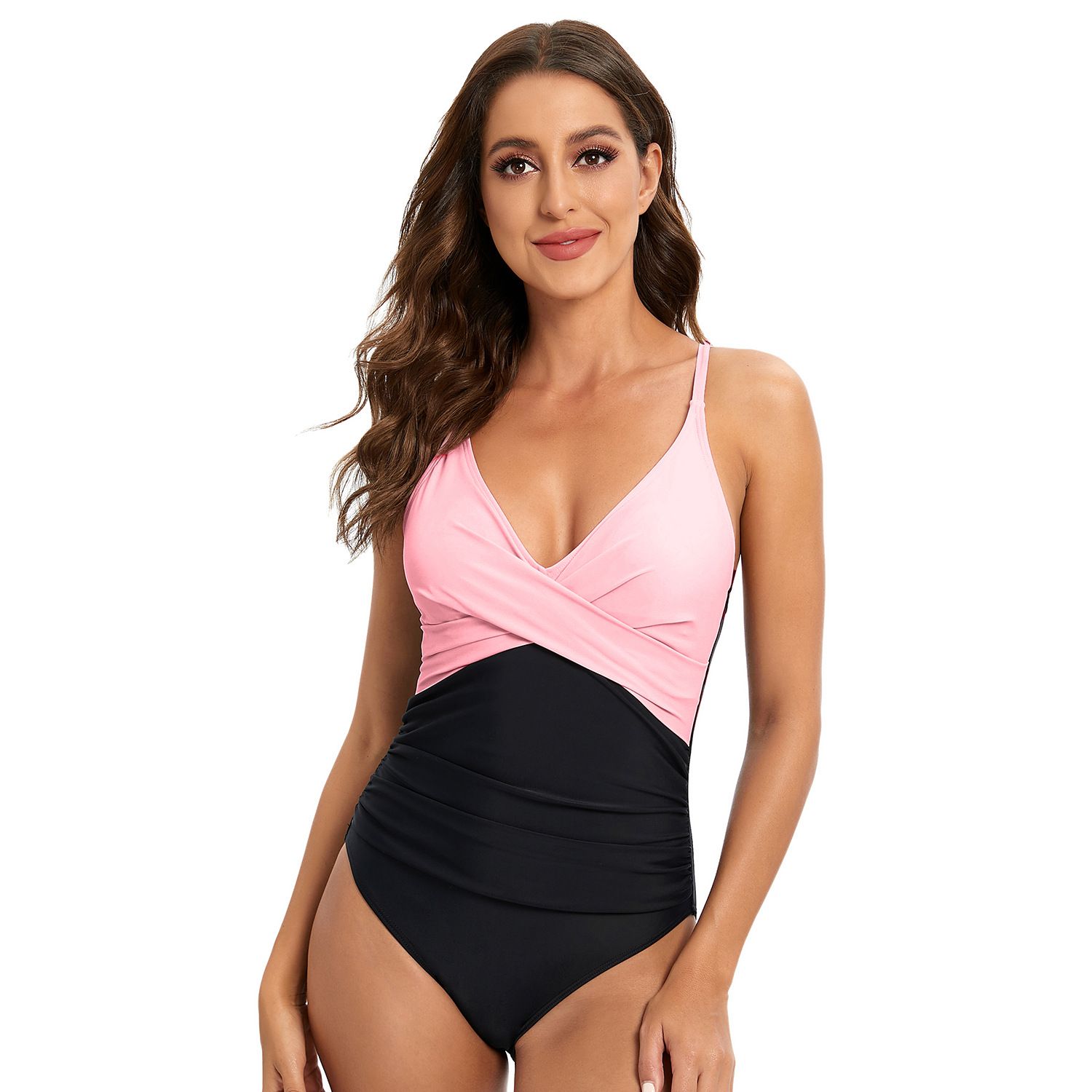 V Neck Cross Back Swimwear Women Sexy Swimwear One Piece Bathing Suit