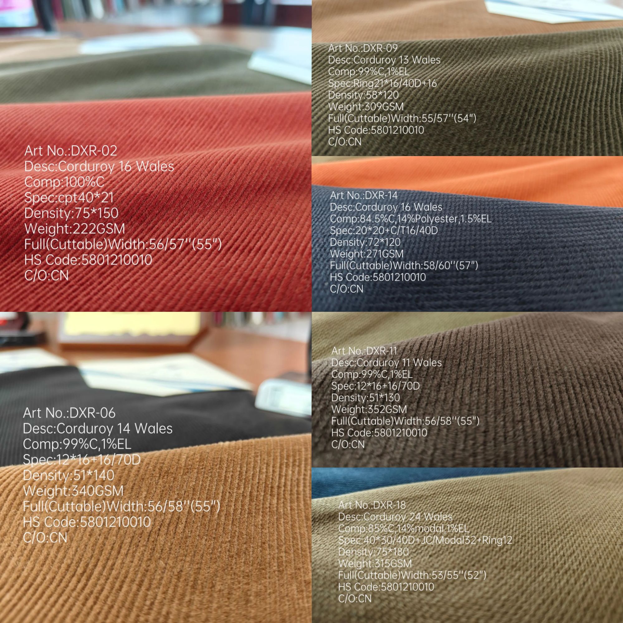 corduroy clothing fabrics, cotton spandex yarn ,raw materials for pants and shirts, providing high-quality customized solutions