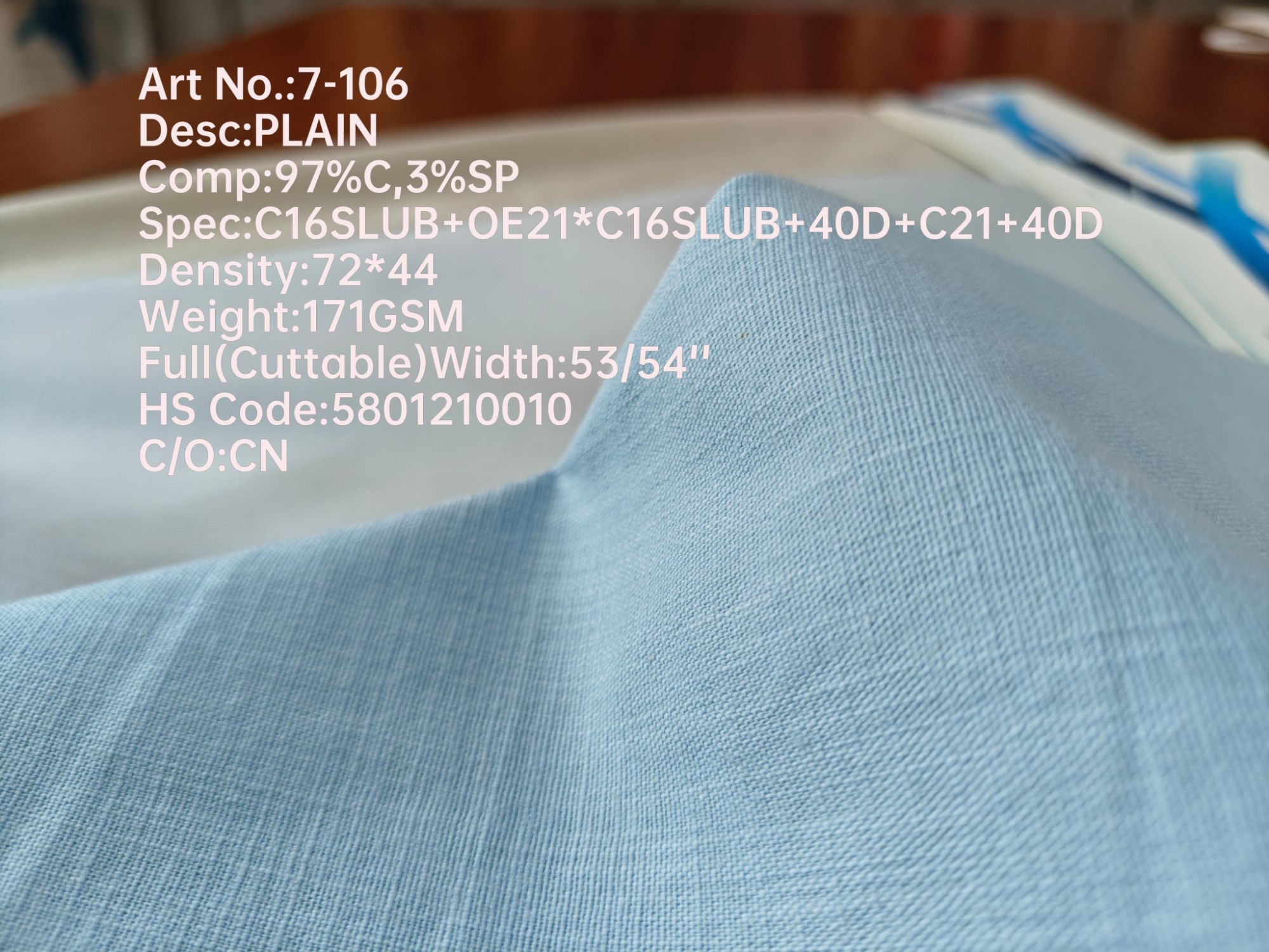 Breathable cotton with a light touch shirt fabric that absorbs sweat and is customized