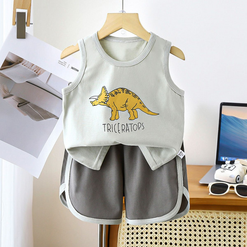 Wholesale Korean Children's Vest Suit Cotton Summer New Clothes Baby Boys Breathable Children's Clothing