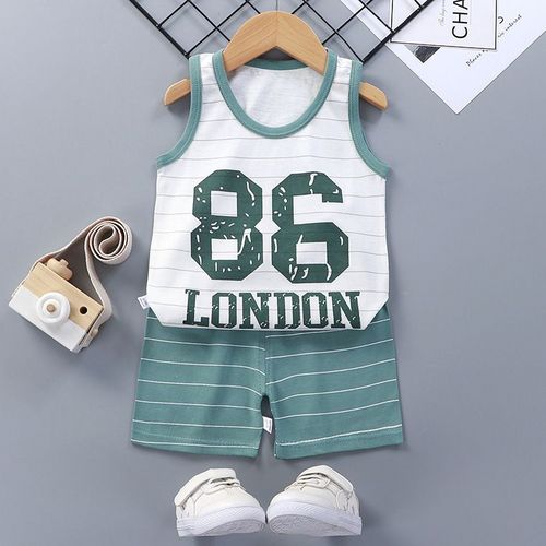 Boys Girls Cute Pattern Tops Vest And Shorts Fashion Clothing Sets Children Daily Casual Sleeveless Clothes Suits For 0-6 Years