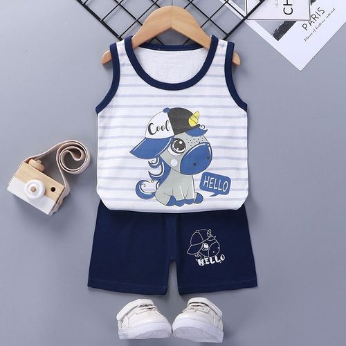 Kids Outfit Causal Solid Sleeveless Vest Shorts 2Pcs/Sets New Fashion Baby Boys Girl Clothing Children Cotton Tracksuits Sets