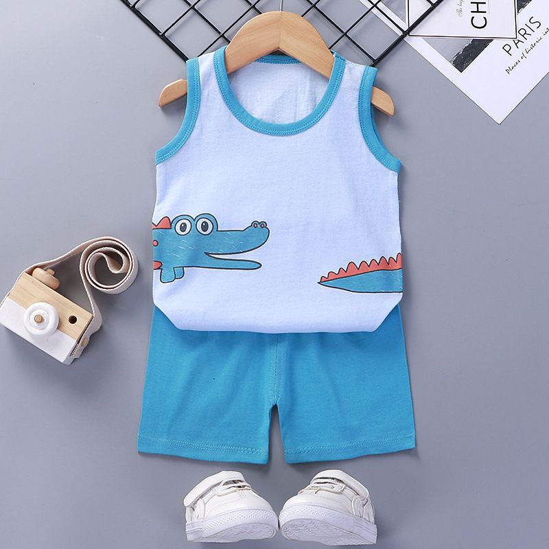 Kids Outfit Causal Solid Sleeveless Vest Shorts 2Pcs/Sets New Fashion Baby Boys Girl Clothing Children Cotton Tracksuits Sets