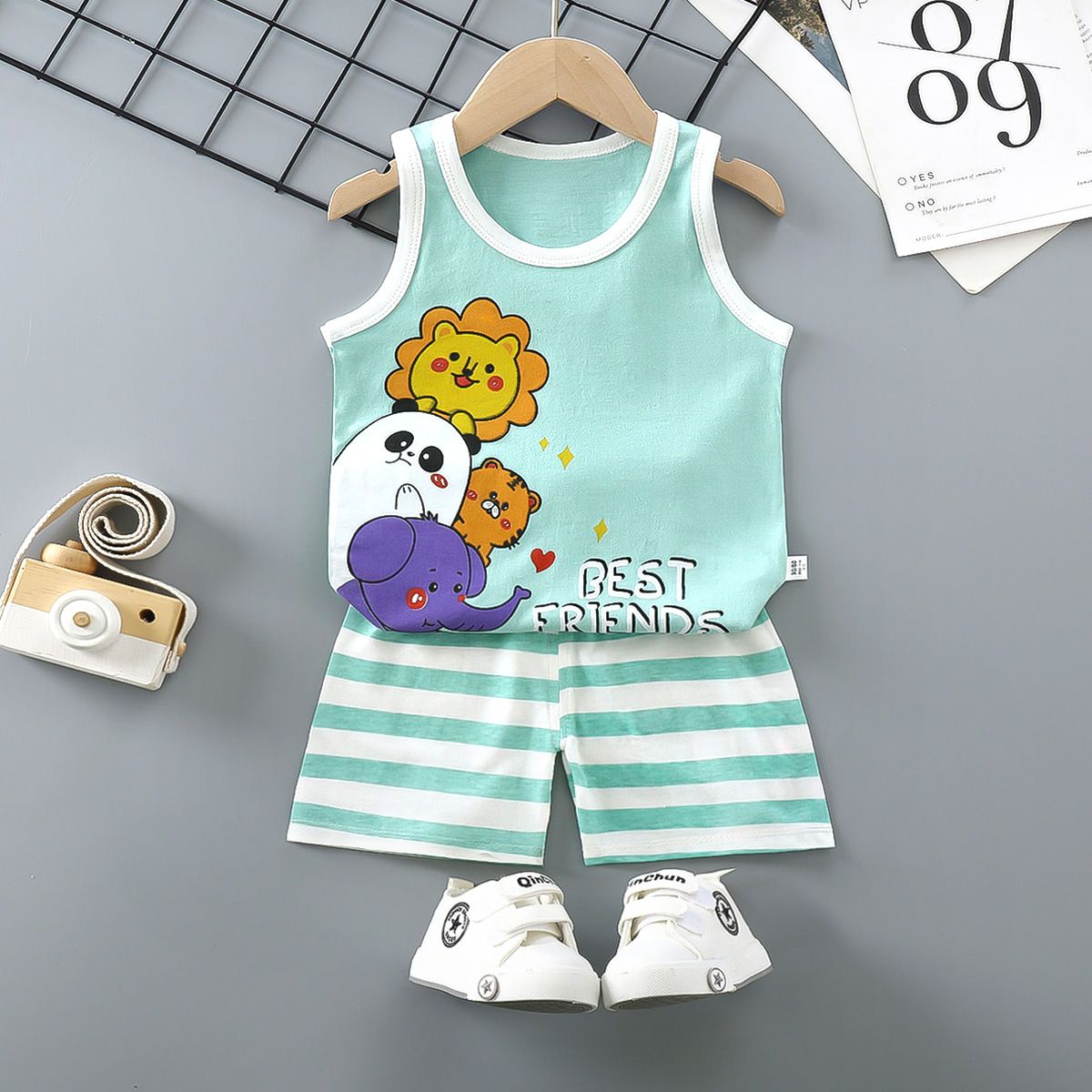 Kids Outfit Causal Solid Sleeveless Vest Shorts 2Pcs/Sets New Fashion Baby Boys Girl Clothing Children Cotton Tracksuits Sets